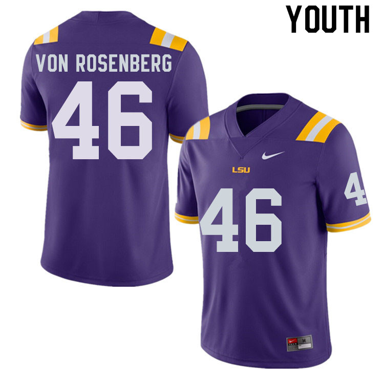 Youth #46 Zach Von Rosenberg LSU Tigers College Football Jerseys Sale-Purple